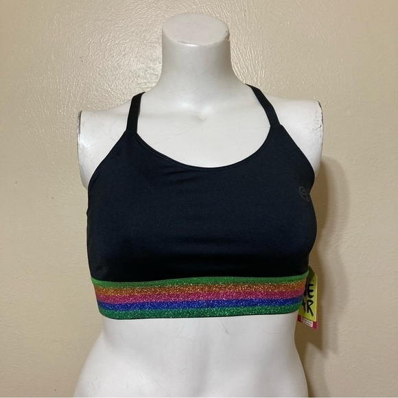 ZUMBA INSPIRE SCOOP BRA.  Glittery band X cross back NWT  Medium - Picture 8 of 12